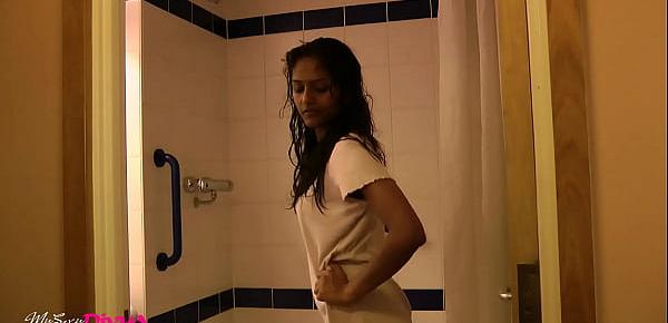  Dark Skin Indian Teen Beauty In Bathroom Taking Shower